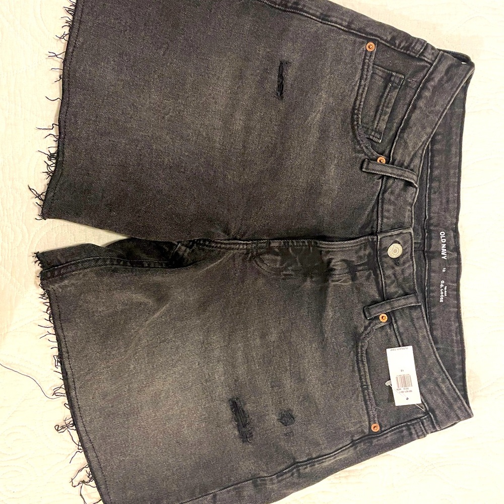 Jean Shorts Black Size 12 Distressed